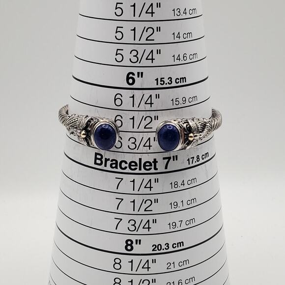 Lapis Bali-Style Dragonfly Cuff Bracelet in Sterling Silver and 18kt Yellow Gold - Picture 13 of 13